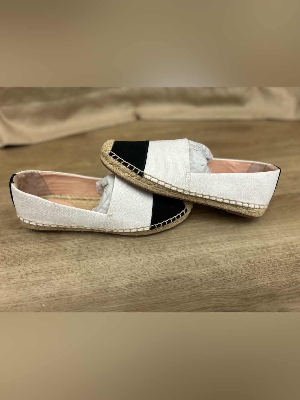 J. Crew NEW Espadrille Canvas slip on flats with Toe Cap Sz 6 COASTAL Classic - Picture 3 of 5